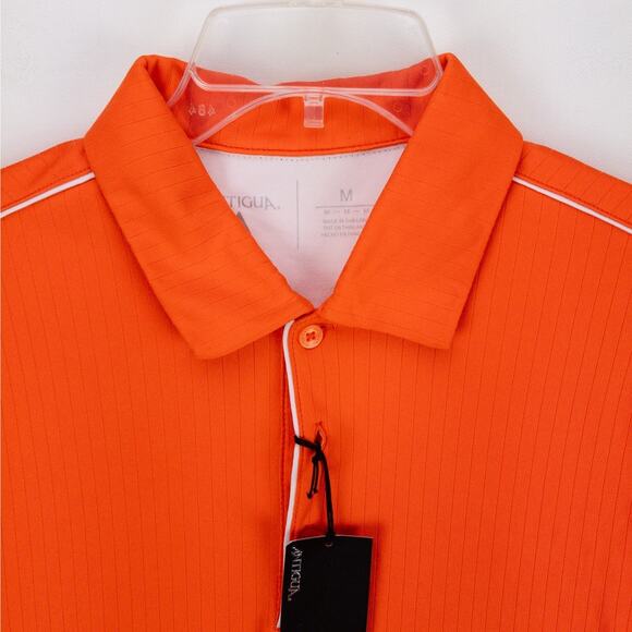 Orange Golf Polo White Contrast Men’s Medium Moisture Wicking Quick Dry Antigua - Picture 5 of 12